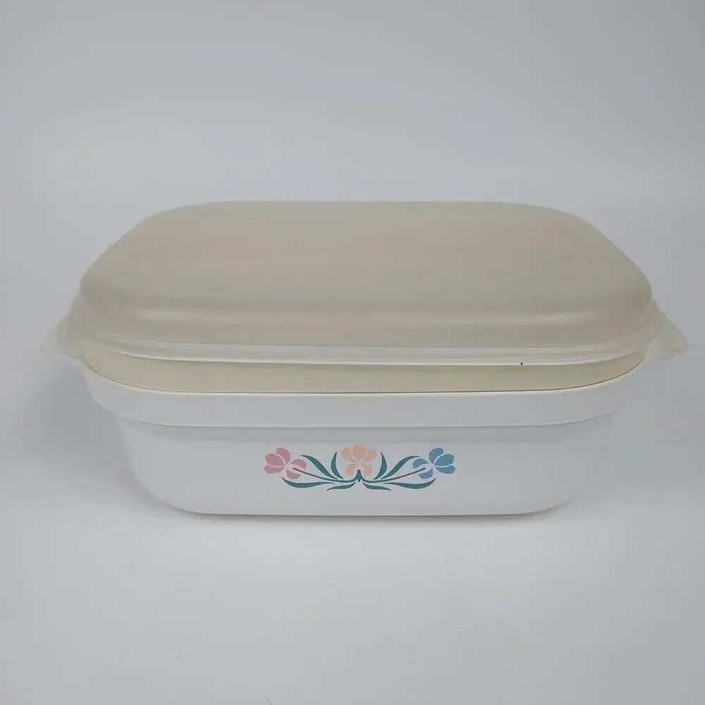 Anchor‎ Hocking Vtg Floral 2.5 QT Casserole Dish With Lid And Insert